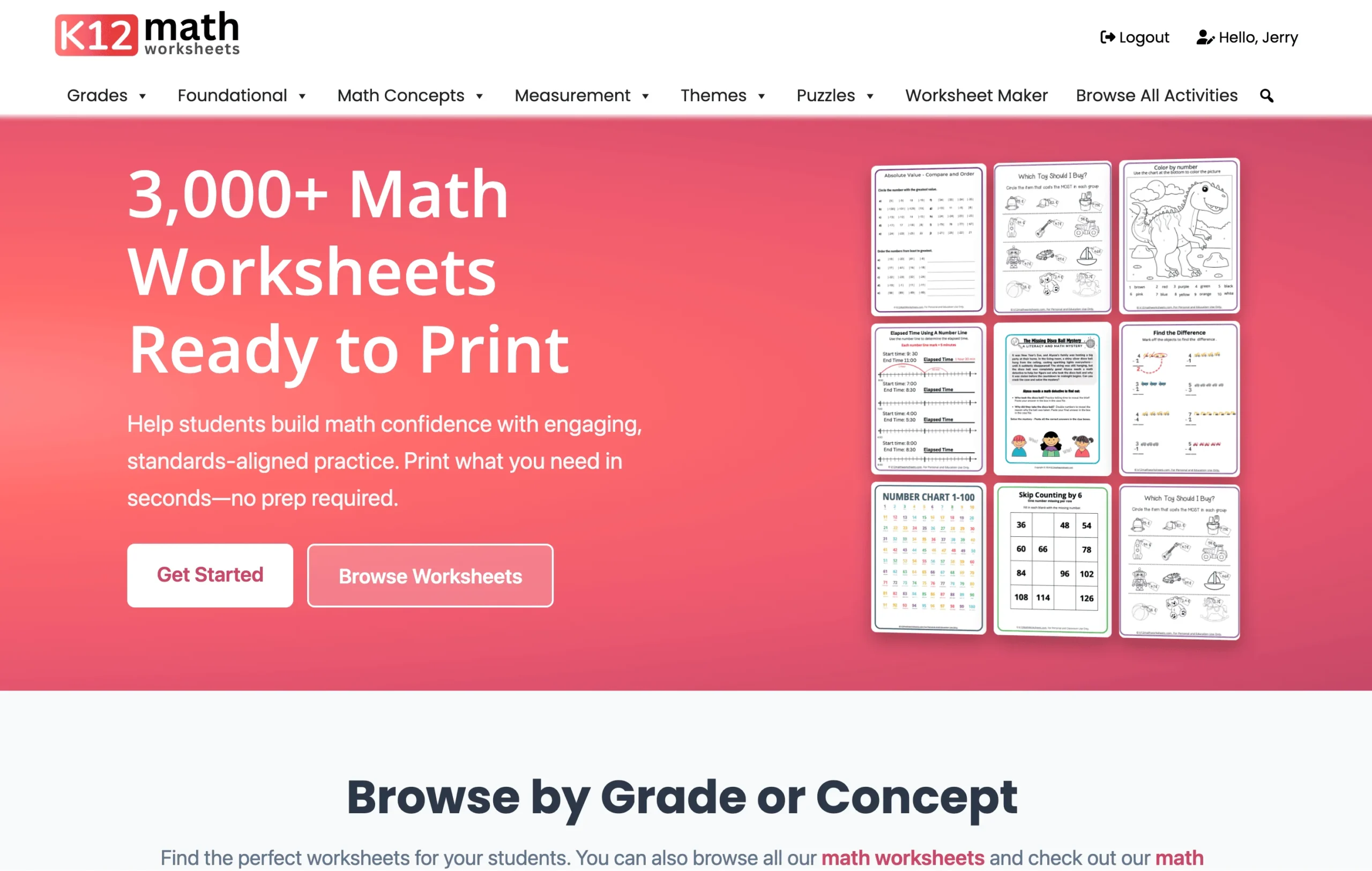 K12MathWorksheets.com platform