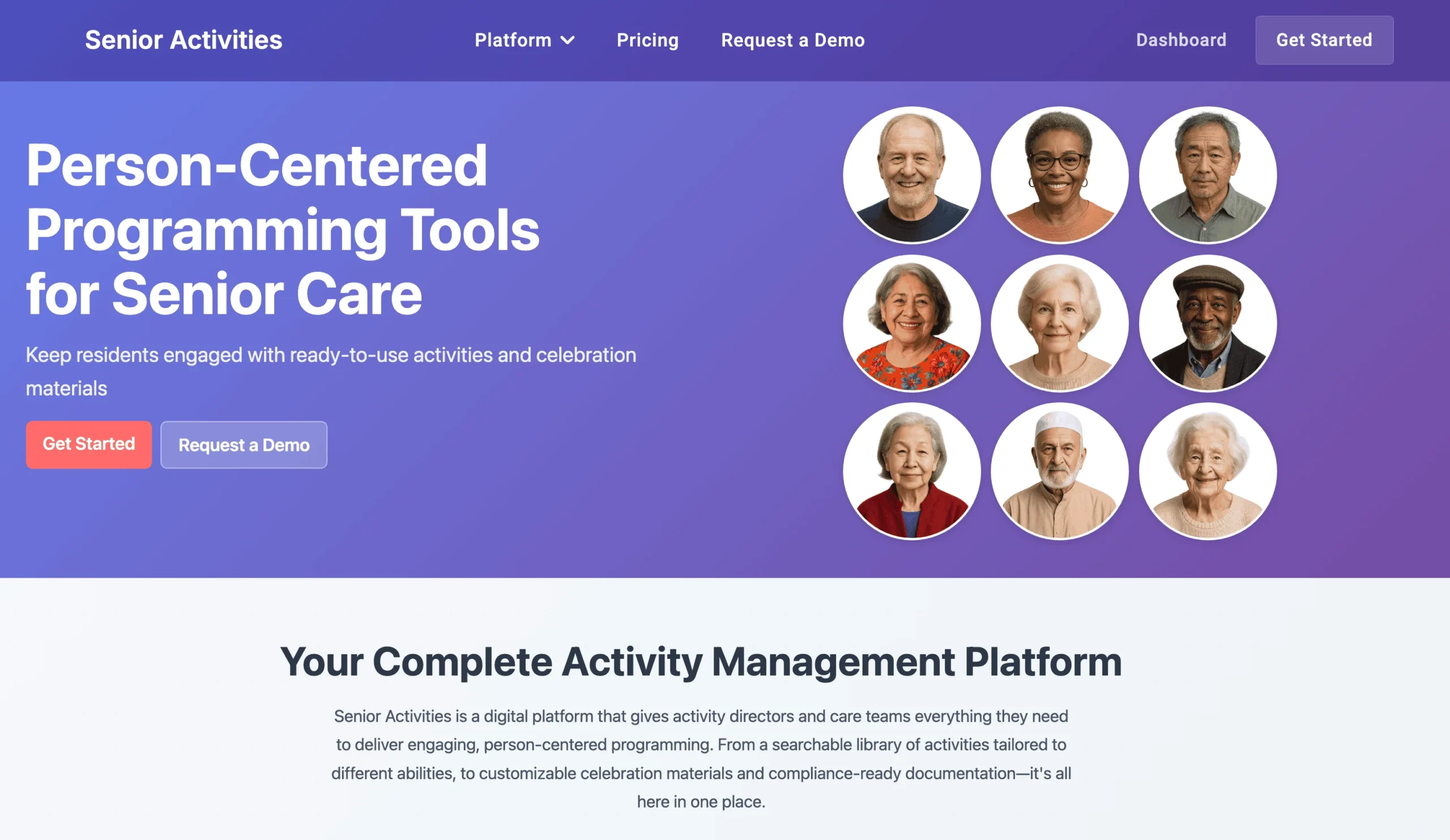 SeniorActivities.com website example